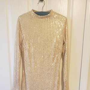 gold sequin evening dress